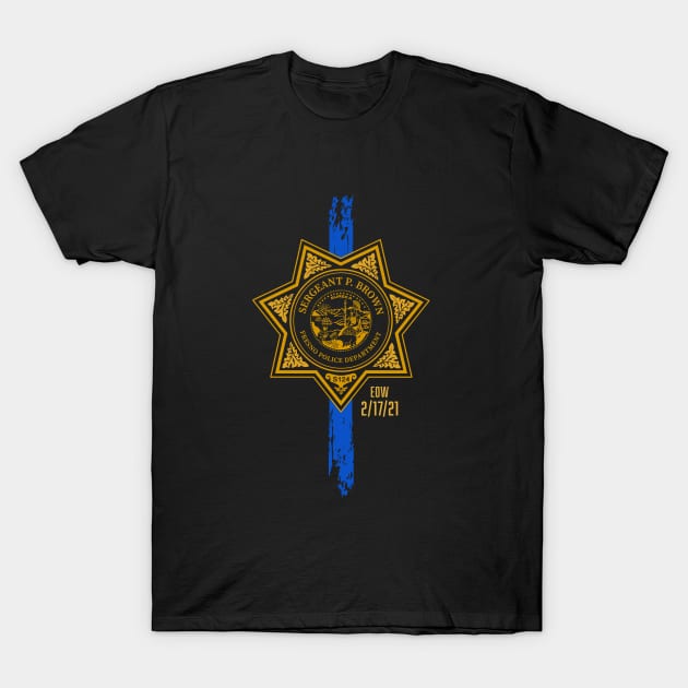 Sergeant Paul Brown - Blue Line T-Shirt by Thiessen_Design_Co